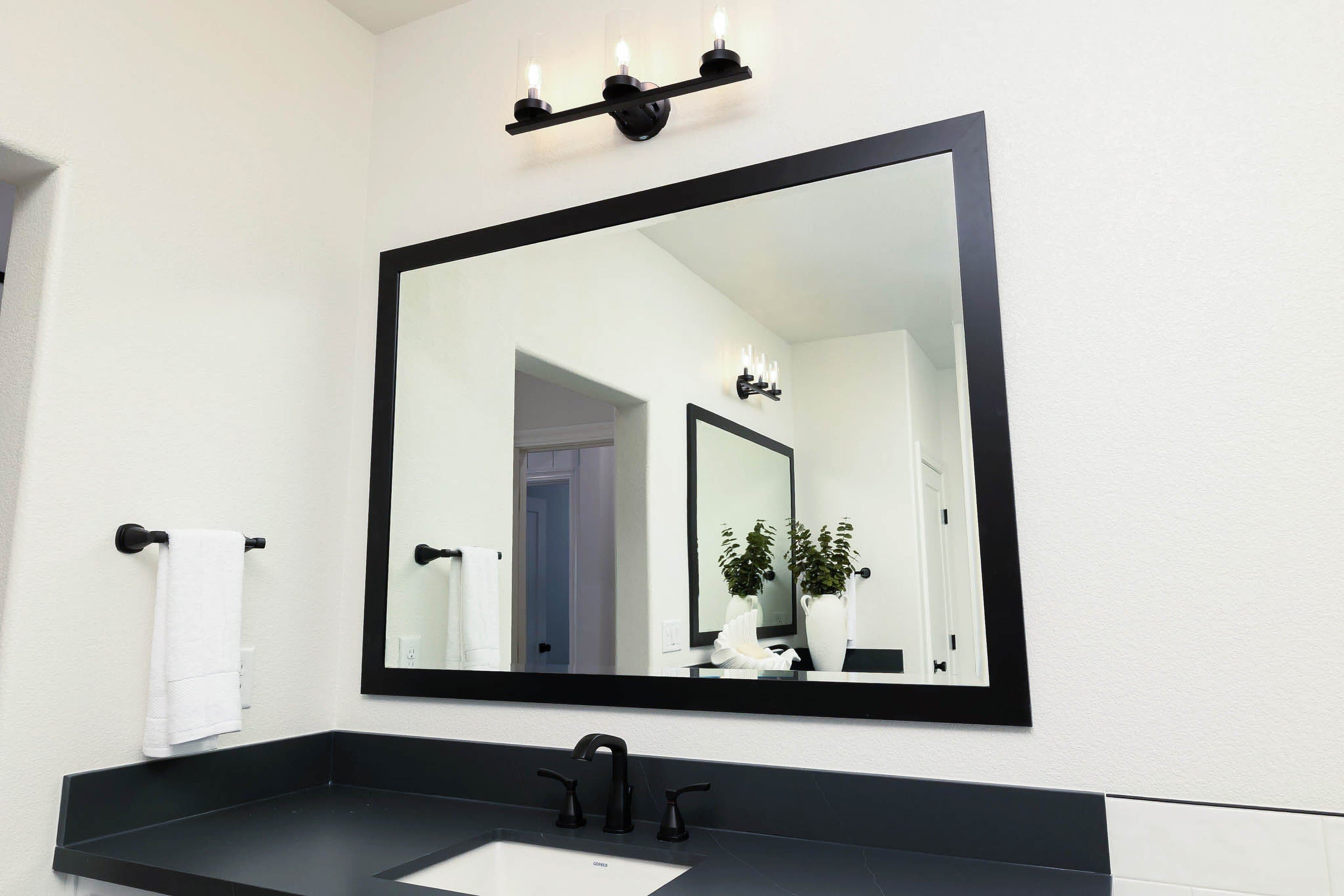 Custom wall mirror with precise edge finishing